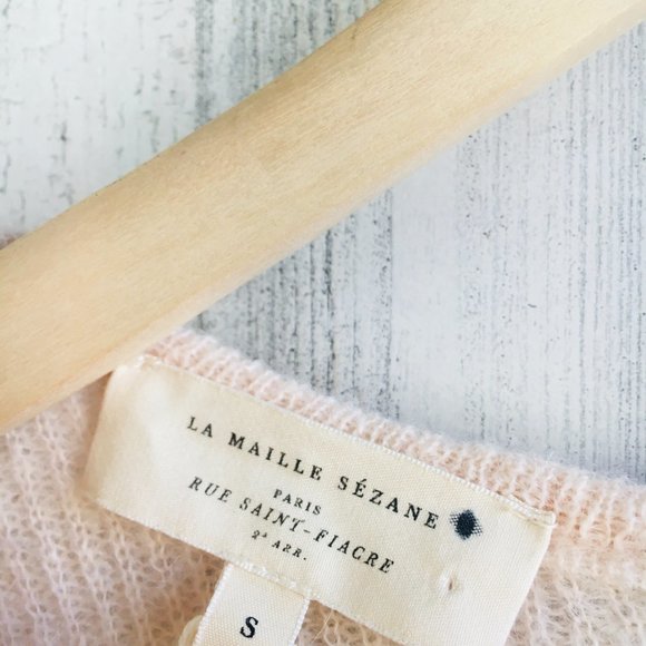 Sezane Gaspard Cardigan Nude Blush Pink Reversible Mohair Alpaca - Picture 5 of 11